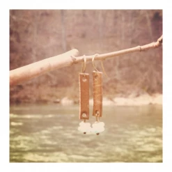 Suzanna Garrett Designs - Leather Glass Duo Earrings Handcrafted Jewelry